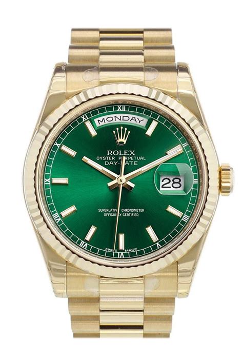 rolex green dial gold|rolex gold watch green face.